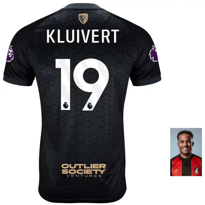 mbj-x-afcb-mens-shirt-black-19-justin-kluivert-mbj24mnshirtbk-19 Bournemouth Kit Collection | Premium AFC Bournemouth Merchandise