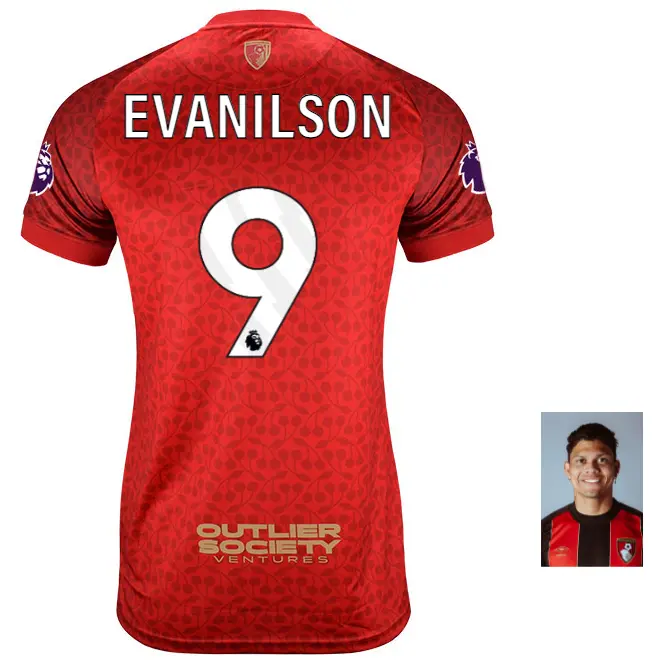 mbj-x-afcb-womens-shirt-red-9-evanilson-mbj24ldshirtred-09 Bournemouth Kit Collection | Premium AFC Bournemouth Merchandise