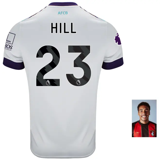 mens-away-shirt-2425-white-23-james-hill-away24mnshirt-23 Bournemouth Kit Collection | Premium AFC Bournemouth Merchandise