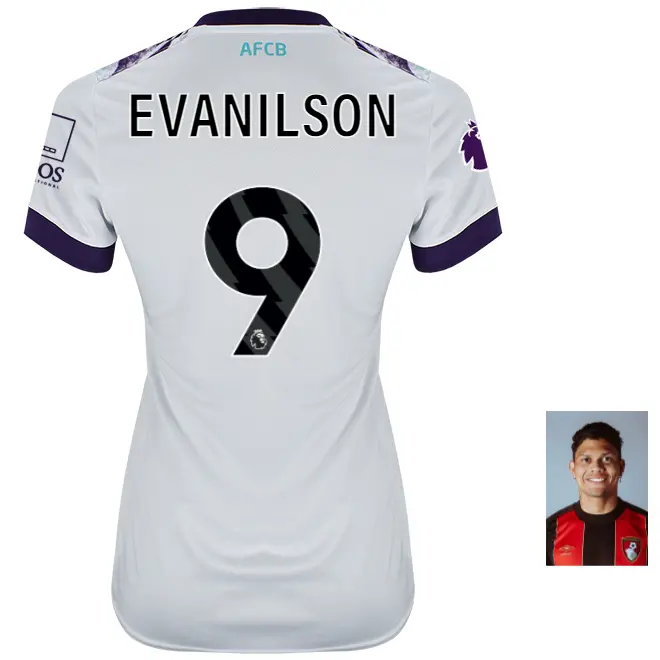 womens-away-shirt-2425-white-9-evanilson-away24ldshirt-09 Bournemouth Kit Collection | Premium AFC Bournemouth Merchandise