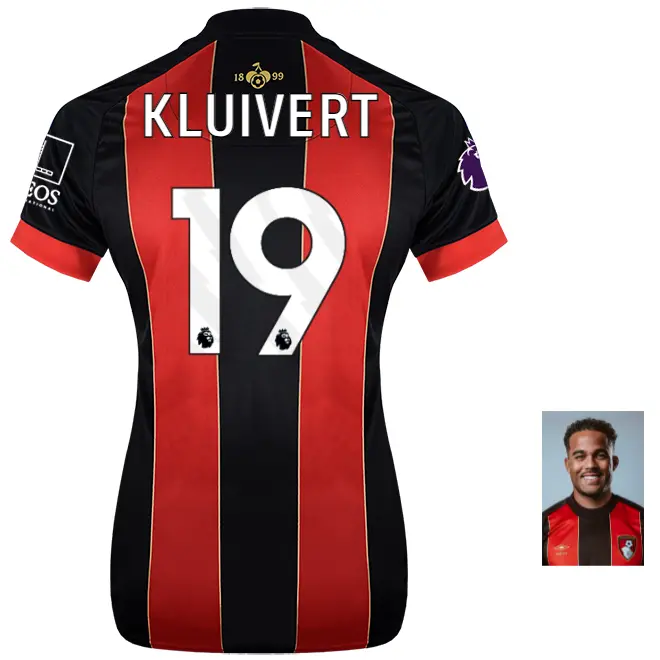 womens-home-shirt-2425-red-black-19-justin-kluivert-home24ldshirt-19 Bournemouth Kit Collection | Premium AFC Bournemouth Merchandise