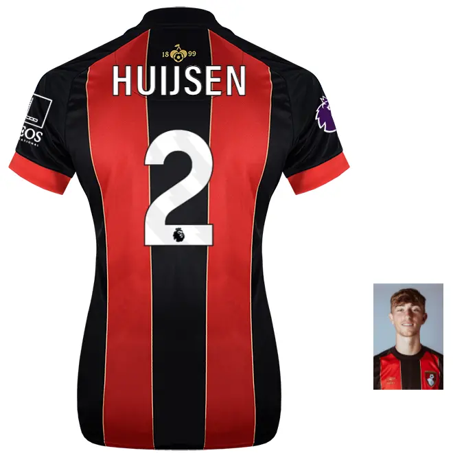 womens-home-shirt-2425-red-black-2-dean-huijsen-home24ldshirt-02 Bournemouth Kit Collection | Premium AFC Bournemouth Merchandise