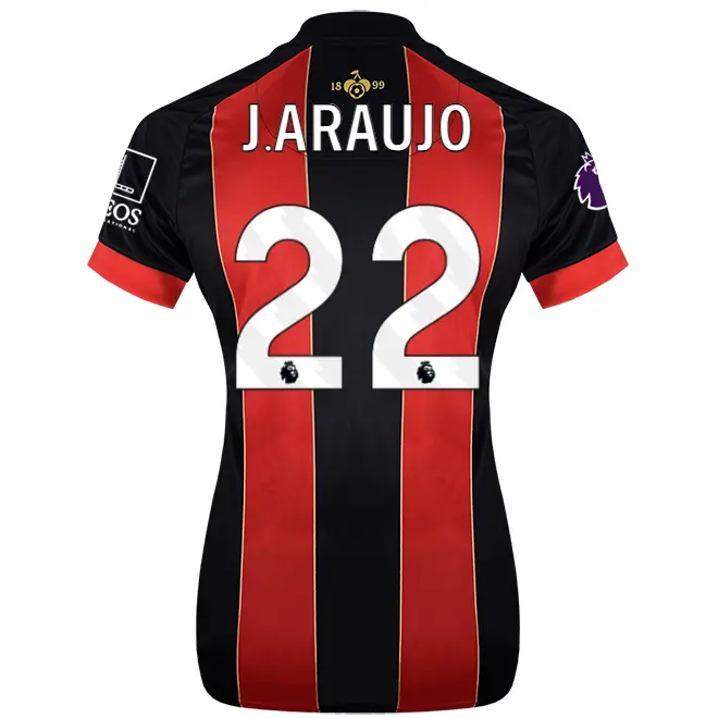 womens-home-shirt-2425-red-black-22-julin-araujo-home24ldshirt-22 Bournemouth Kit Collection | Premium AFC Bournemouth Merchandise