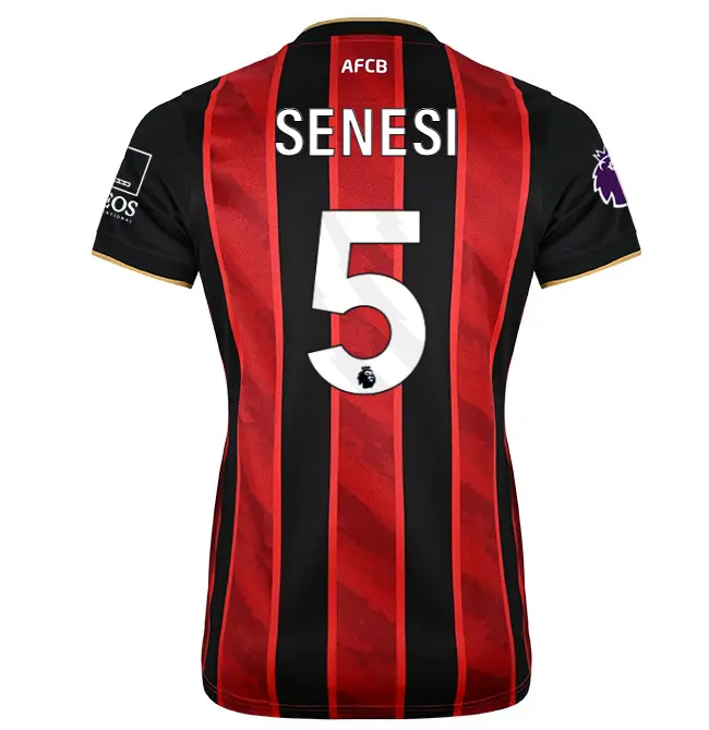 womens-home-shirt-2526-redblack-5-marcos-senesi-home25ldshirt-05 Bournemouth Kit Collection | Premium AFC Bournemouth Merchandise