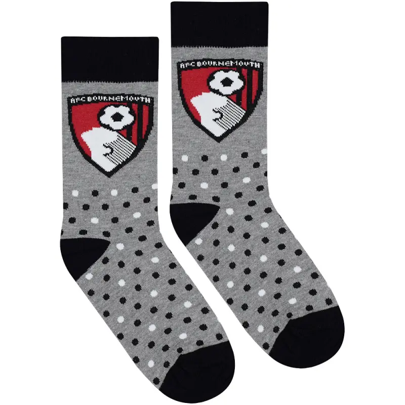 womens-polka-dot-socks-grey-socksglgpolka Bournemouth Kit Collection | Premium AFC Bournemouth Merchandise