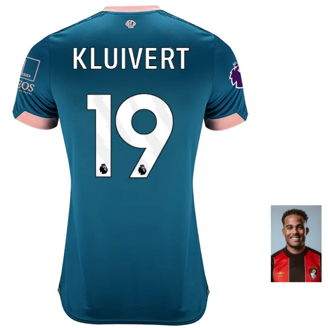 womens-third-shirt-2425-lagoon-green-19-justin-kluivert-thrd24ldshirt-19 Bournemouth Kit Collection | Premium AFC Bournemouth Merchandise